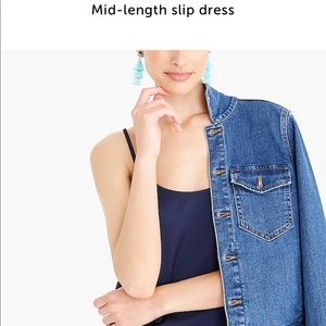 Navy Satin Mid-Length Slip Dress